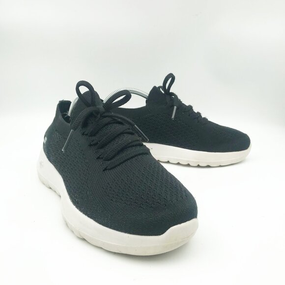 SKECHERS Go Walk Performance Joy Black Stretch Knit Sneakers Shoes Womens 6.5 - Picture 1 of 9